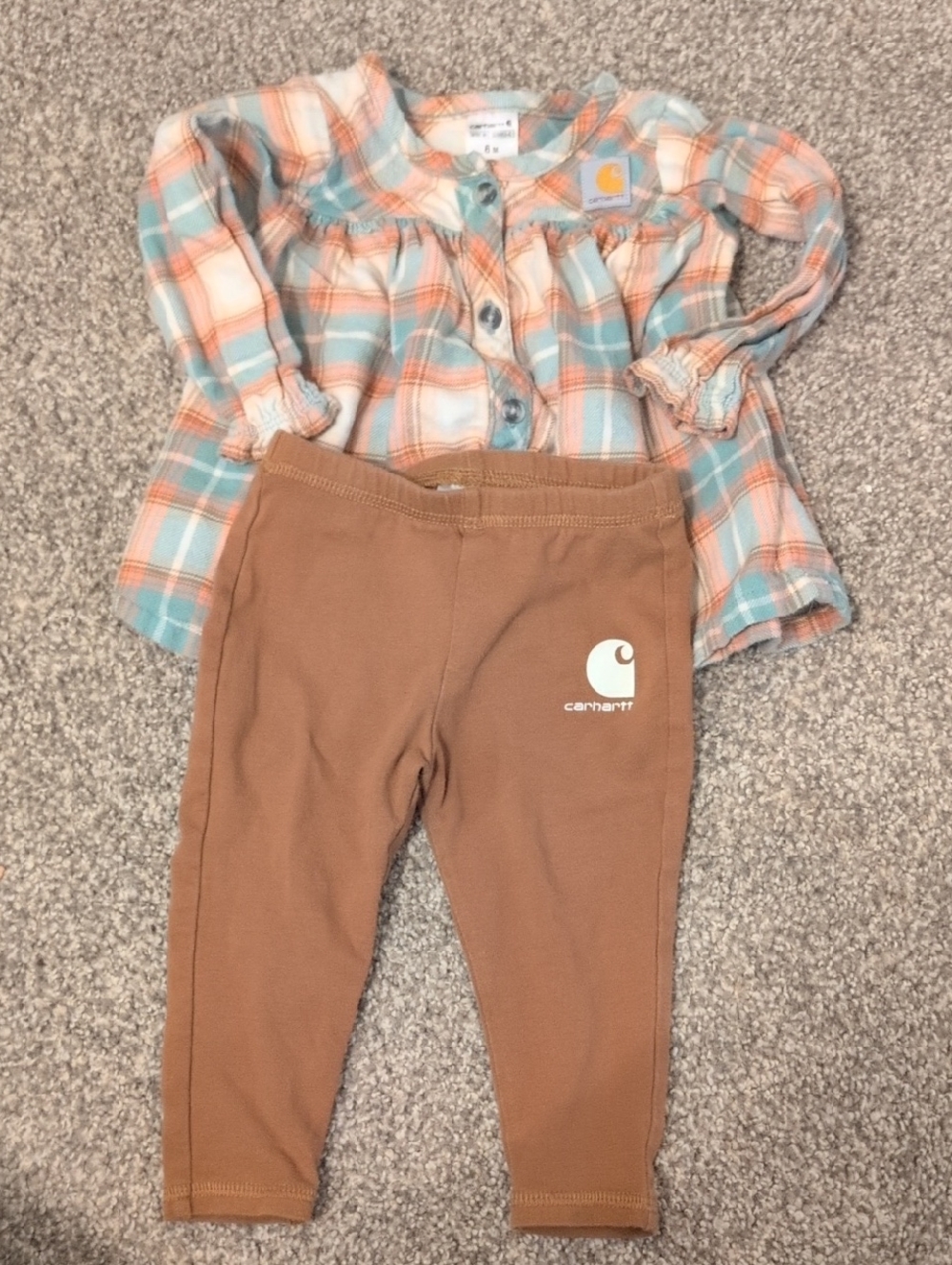 Carhartt Baby Long Sleeve Flannel Top And Leggings